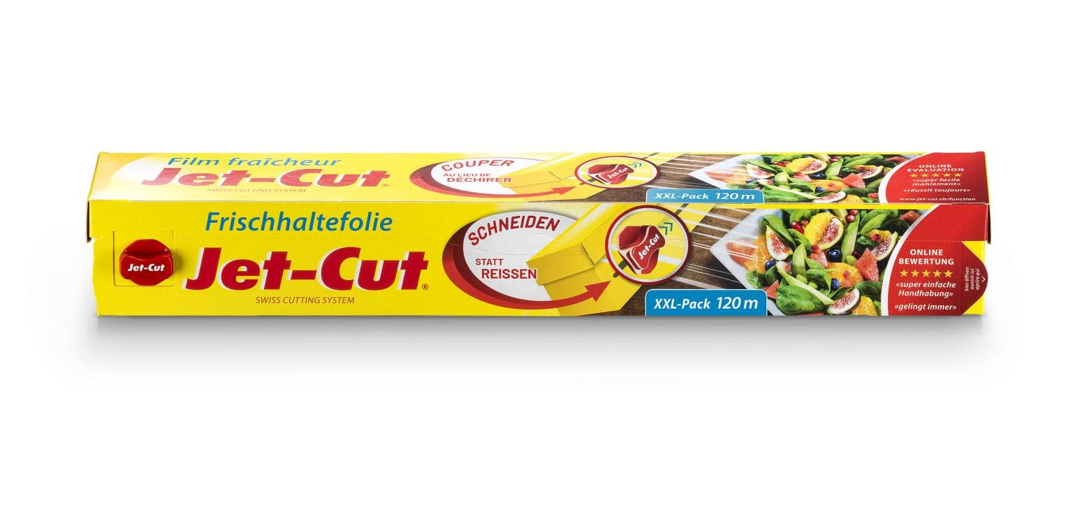 Pellicola trasparente Jet-Cut 30 cm x 120 m con coltello da taglio per un taglio rapido e