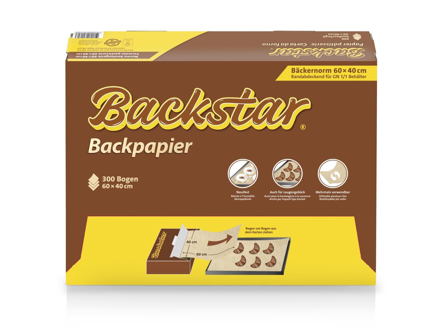 Feuille professionnelle Backstar 300, papier sulfurisé, norme cuisson, 60 x 40 cm, marron