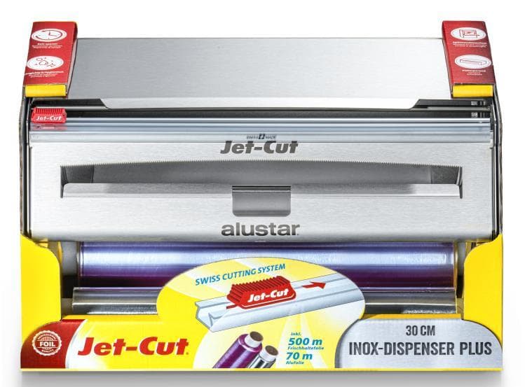 Distributore Jet-Cut Inox Plus 30 cm incl. 1 rotolo di pellicola trasparente e foglio di alluminio