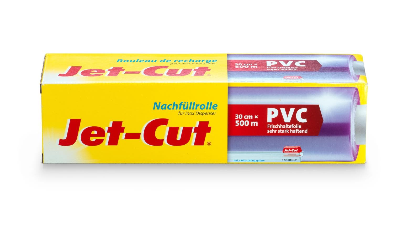 Pellicola trasparente in PVC 30 cm x 500 m Rotolo di ricarica Jet-Cut