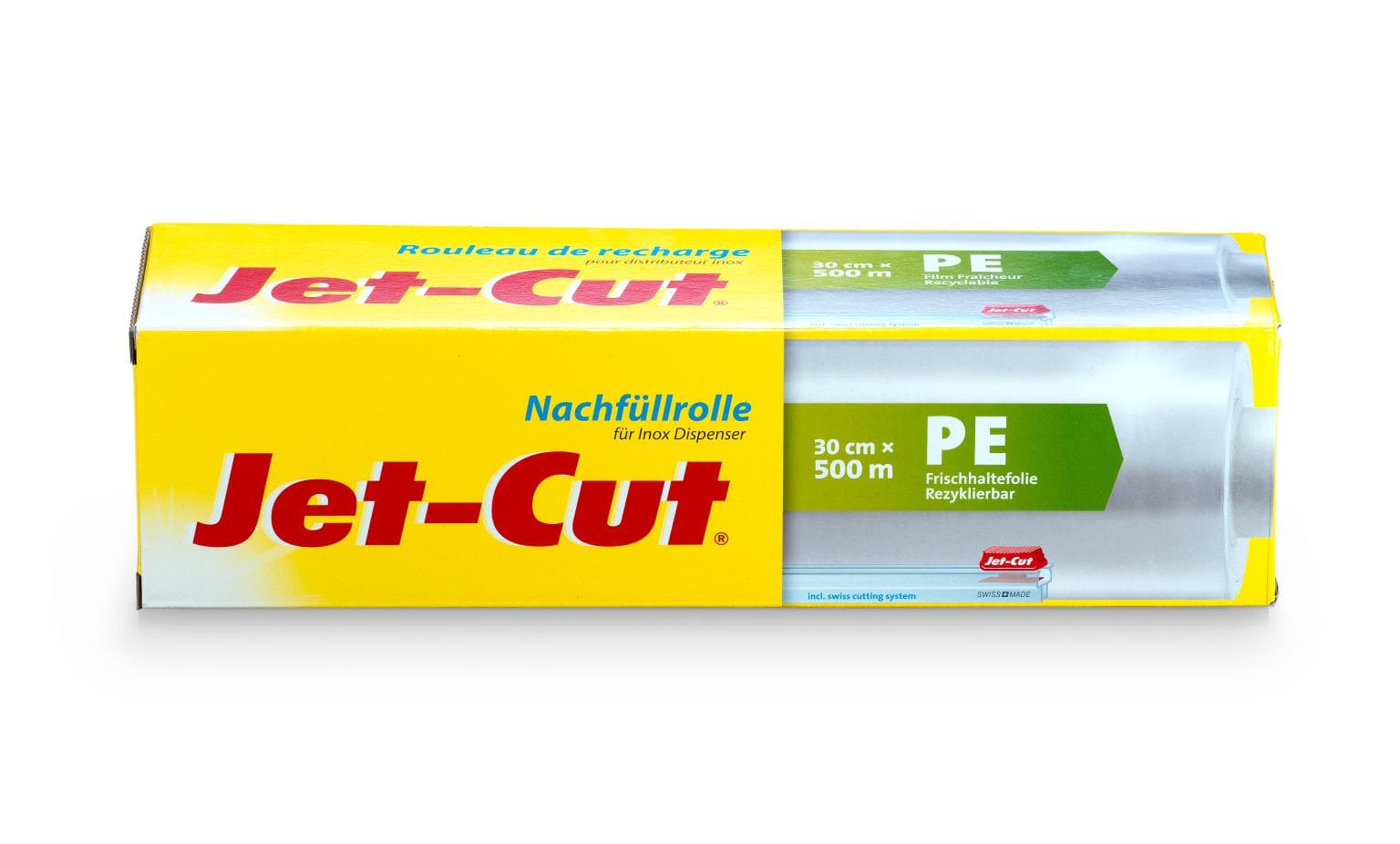 Pellicola trasparente PE 30 cm x 500 m Rotolo di ricarica Jet-Cut