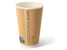 Kaffeebecher 4 dl, aussen braun geriffelt, innen weiss, PE-beschichtet