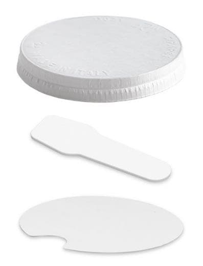 Couvercle plat en carton blanc, ø 94 mm, adapté aux pots à glace 250 cc + 290 cc