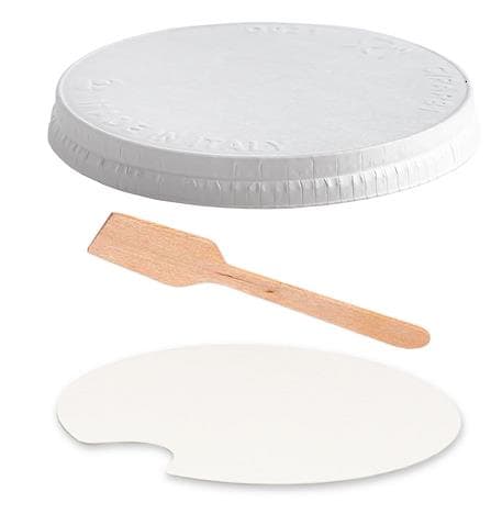 Couvercle plat en carton blanc, ø 72 mm, adapté au gobelet à glace C15101, avec