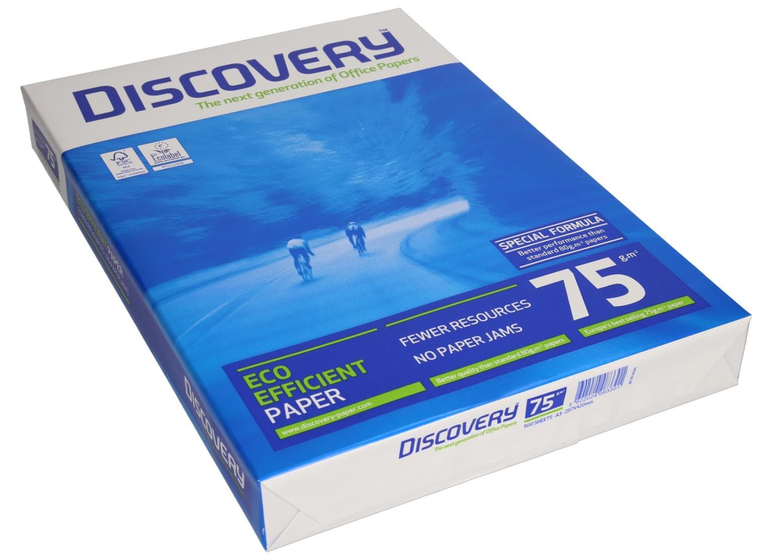 Papier copie Discovery, A3, 75 g/m², blanc brillant, certifié FSC, grand volume