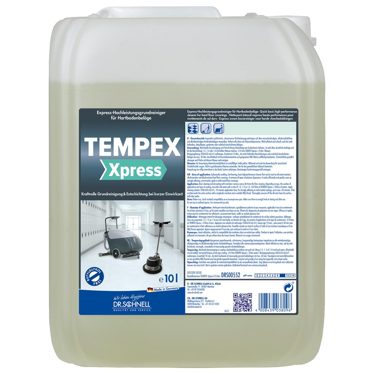 TEMPEX XPRESS, bidone da 10 litri di detergente professionale ad alte prestazioni per