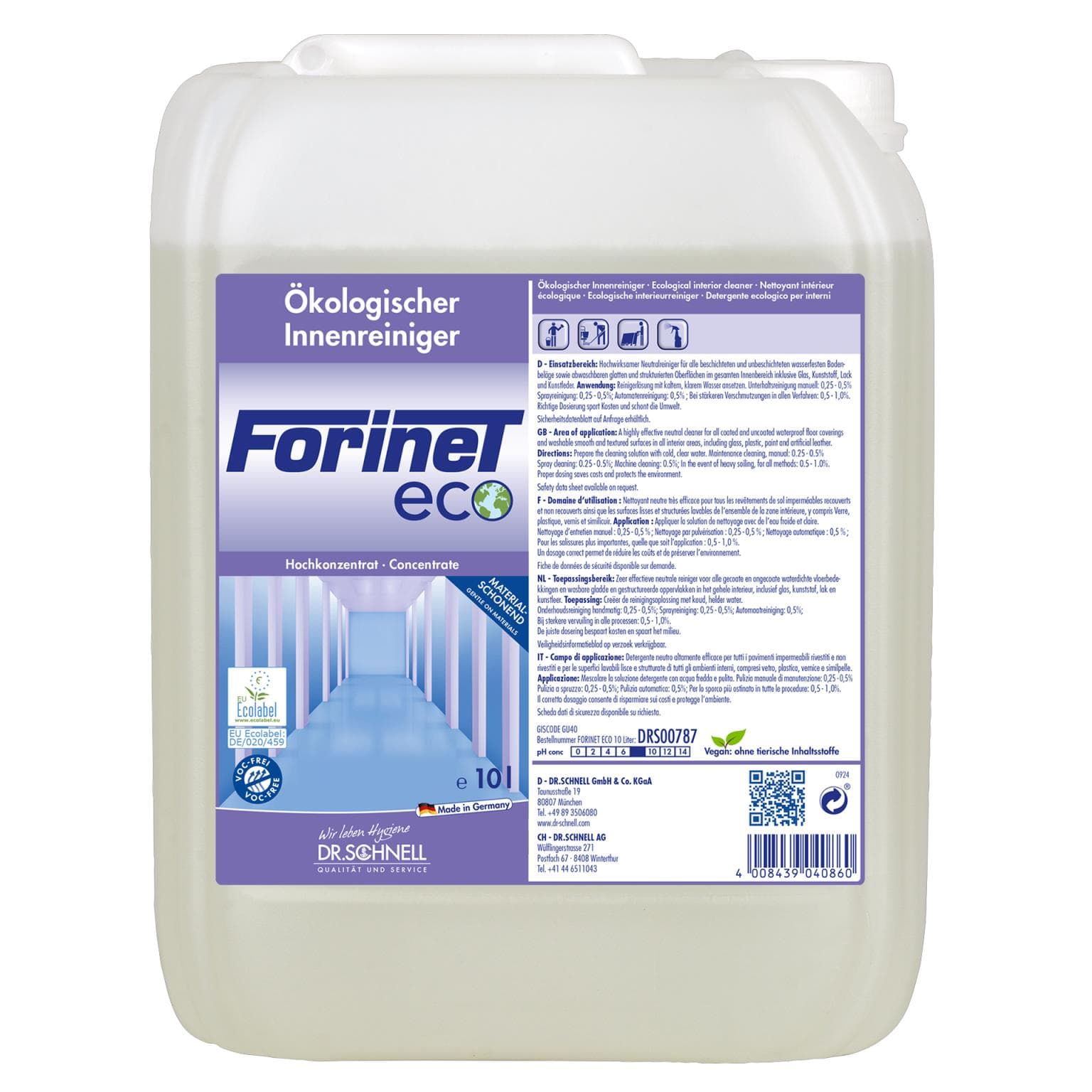 Forinet ECO, detergente ecologico per interni per tutti i rivestimenti e