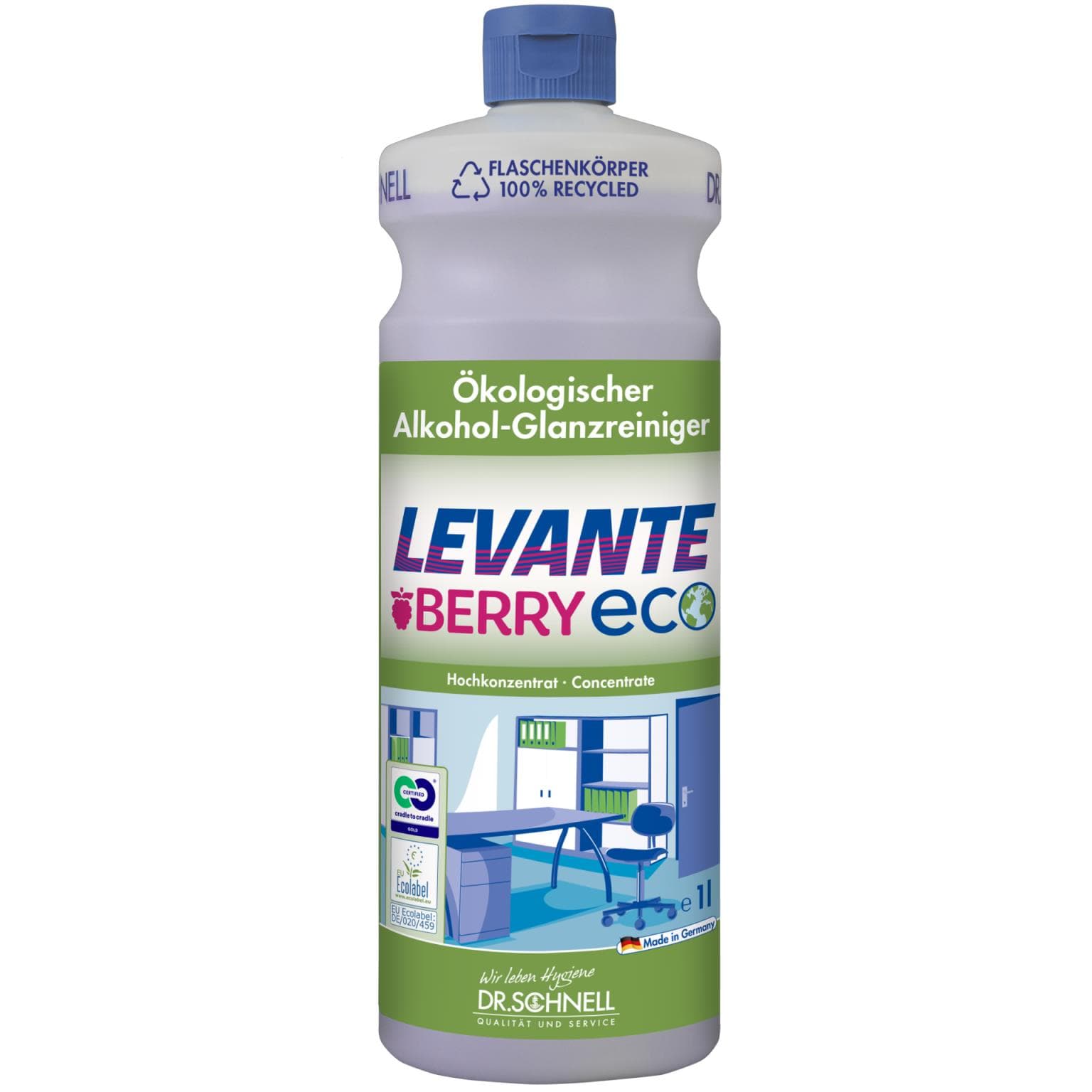 Levante Berry ECO, Detergente lucidante ecologico a base alcolica, liquido altamente concentrato