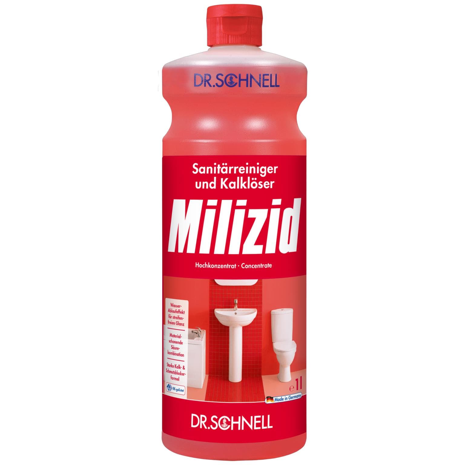 Milizid, Sanitärreiniger und Kalklöser, wirkt sekundenschnell auch