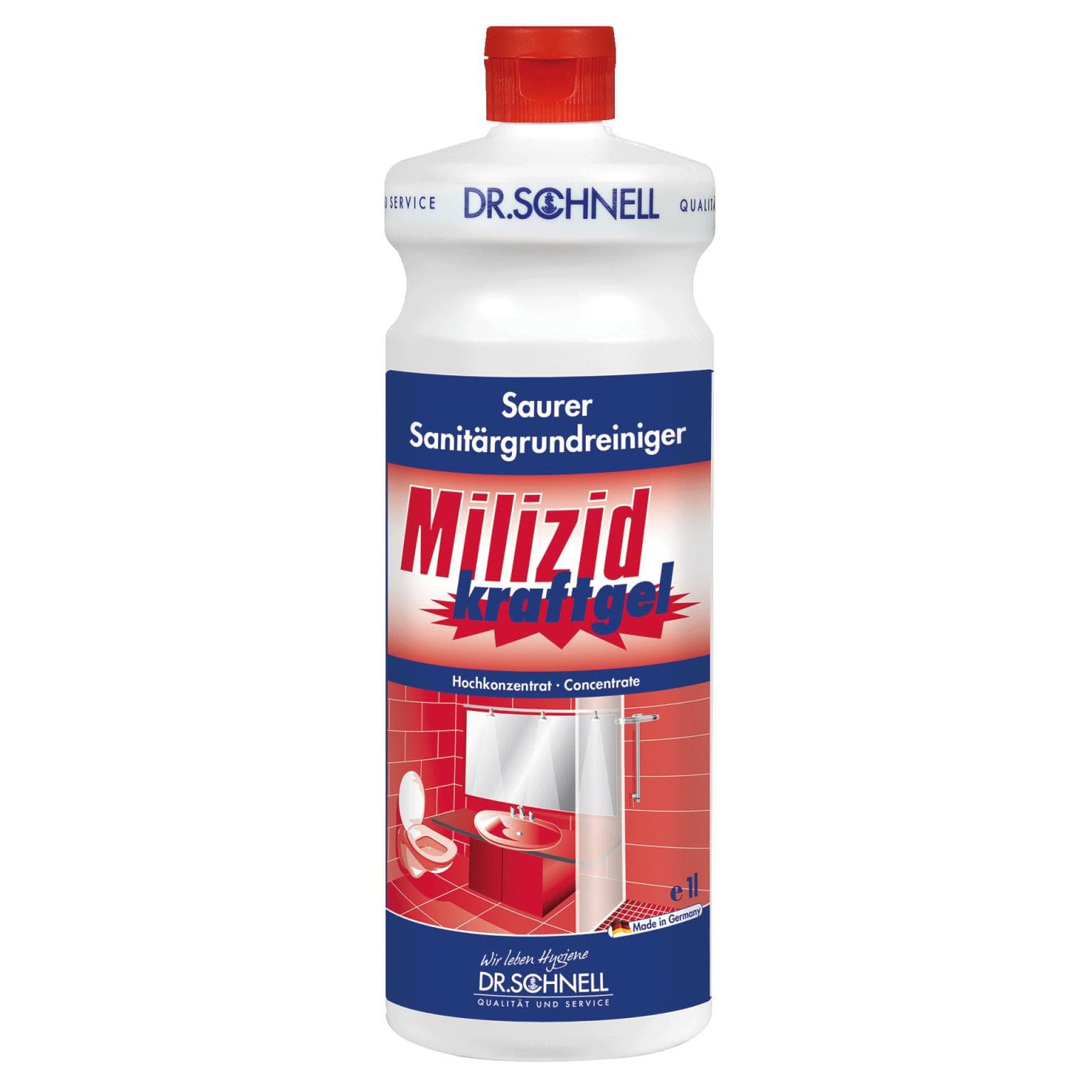 Milizid Kraftgel, detergente sanitario acido, rimuove lo sporco estremamente forte
