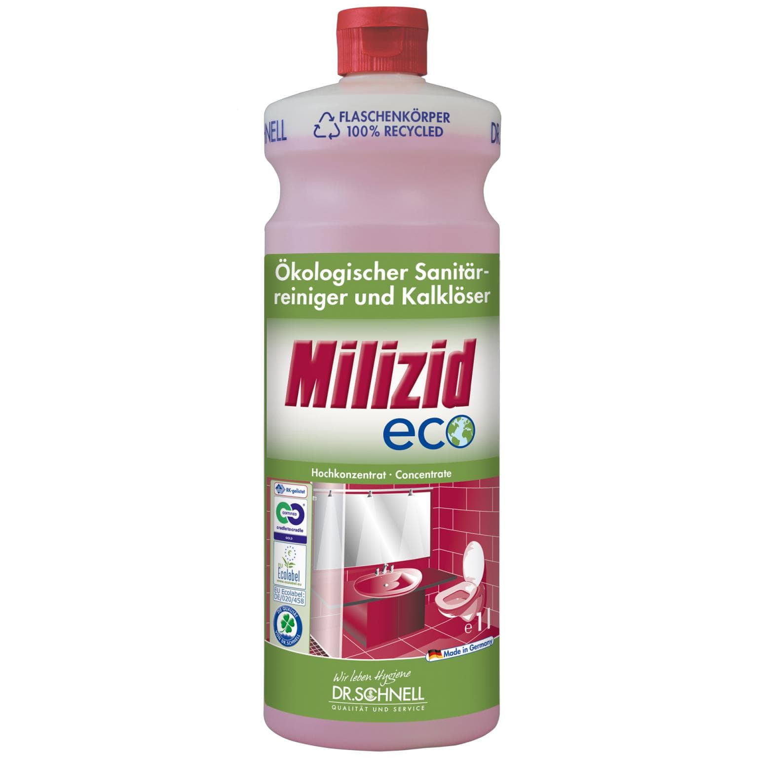Milizid ECO, nettoyant sanitaire et détartrant, pour tous les appareils résistants aux acides