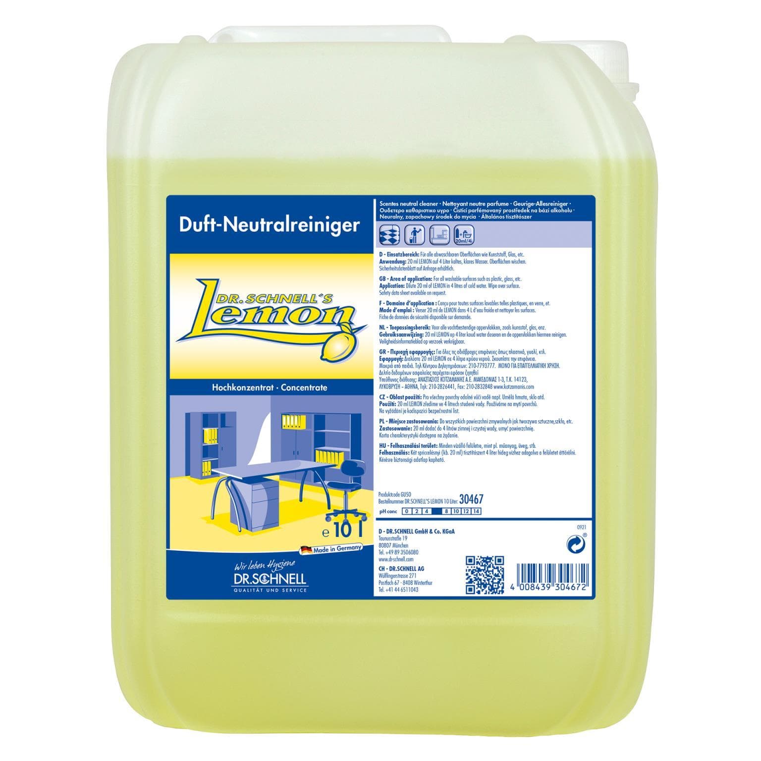 Dr.Schnell's Lemon, detergente neutro per superfici, deodorante,
