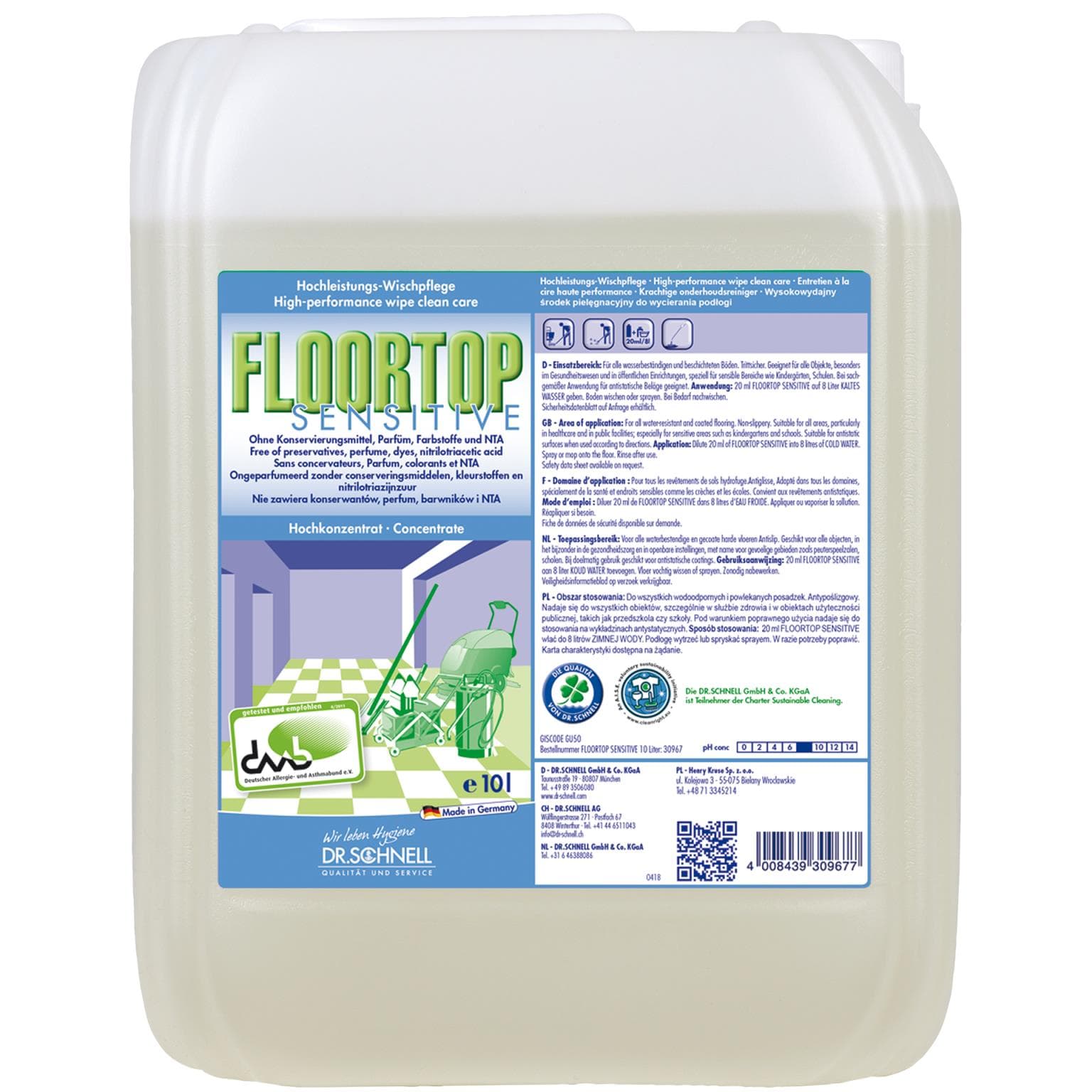 FLOORTOP Sensitive, cura con salviette, pulisce e si prende cura in un solo passaggio