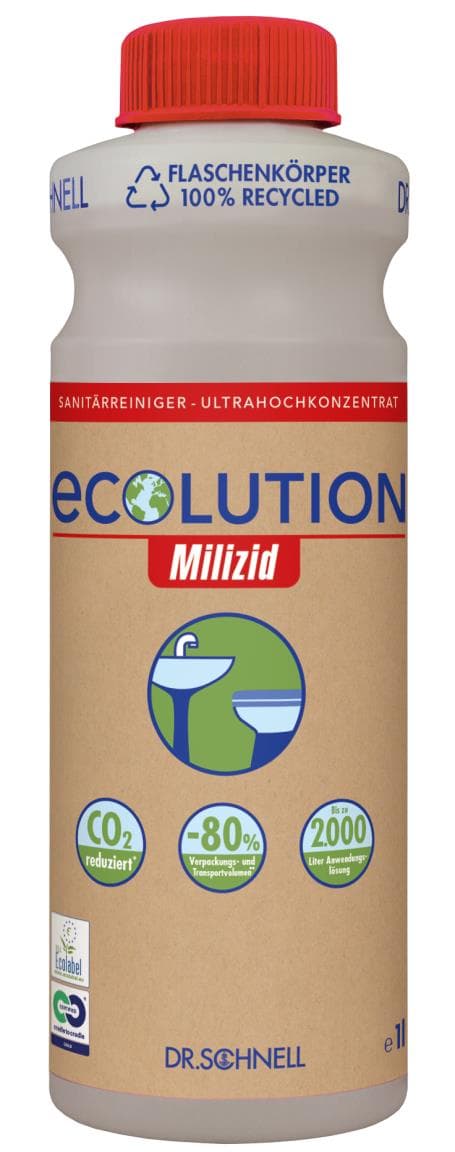 Milizid ECOLUTION, nettoyant sanitaire et détartrant, 1 litre ultra concentré
