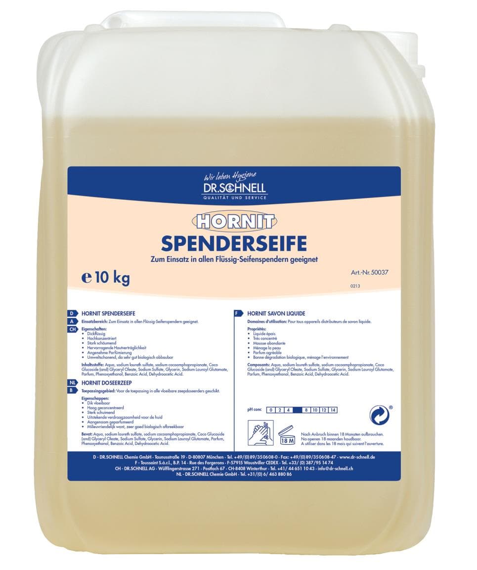 Savon en distributeur HORNIT pour les plus exigeants. Parfum subtil, mousse fine.