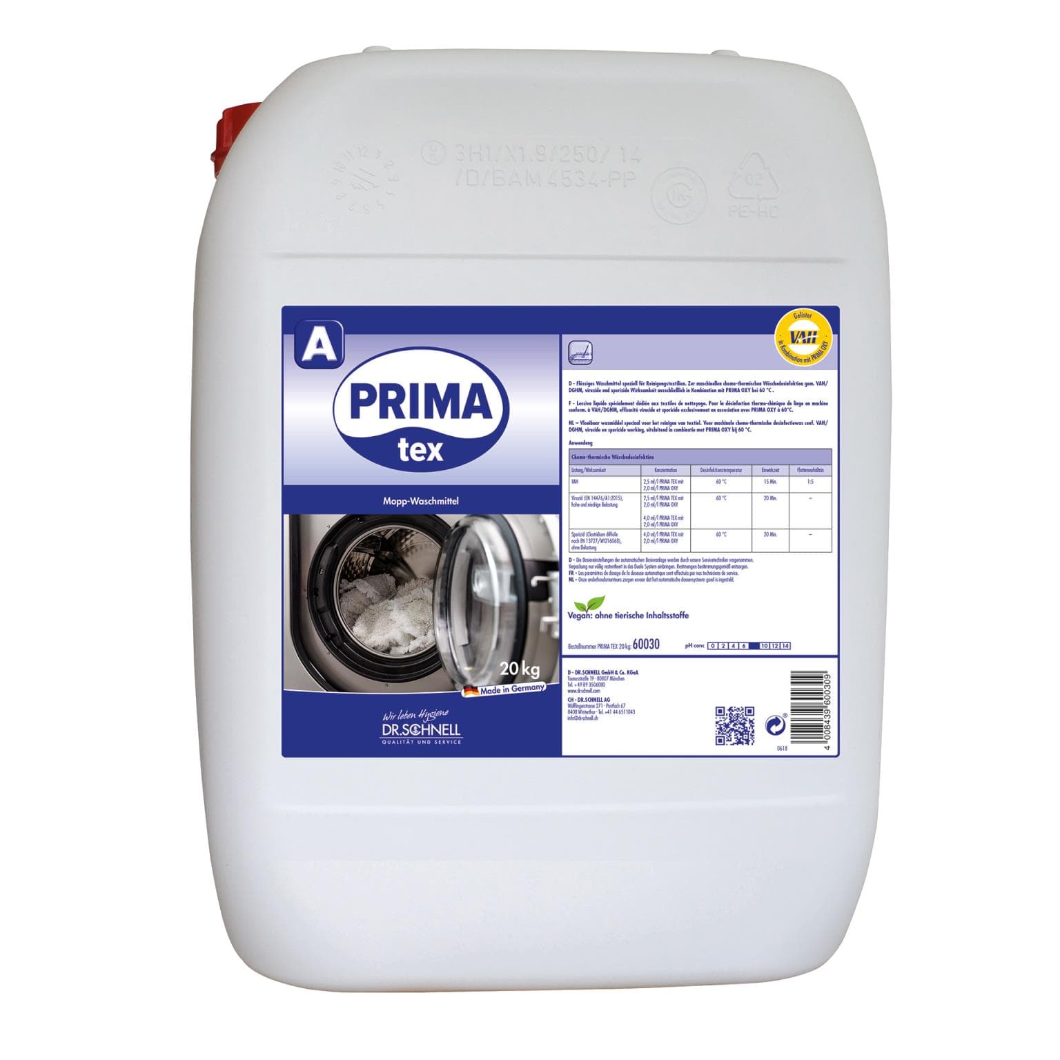 Prima Tex, détergent pour balai à franges, sans phosphate, empêche les dépôts
