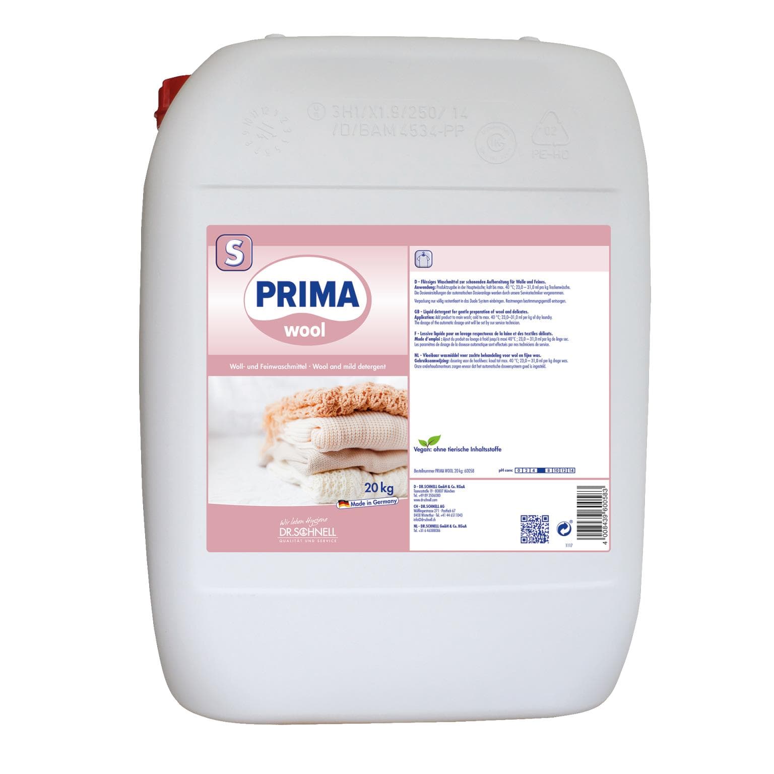 Prima laine, lessive liquide concentrée pour laine et linge délicat, dosage :