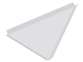 Découpes en carton blanc, triangulaires, 15 x 2 cm, non imprimées.