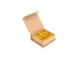 Luxbox avec fermeture magnétique, Kraft 65x65/30mm, livrée debout