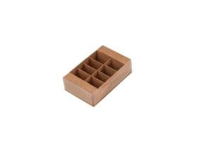 Boîte à macarons Kraft, avec couvercle en PVC 165 x 105/50 mm, livrée montée