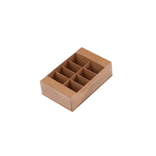Boîte à macarons Kraft, avec couvercle en PVC 165 x 105/50 mm, livrée montée