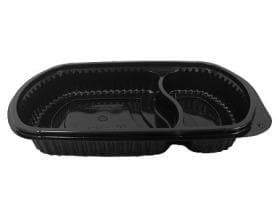 Menuschale 2-teilig, aus PP schwarz, 235 x 145 x 35 mm, 150 / 450 ml