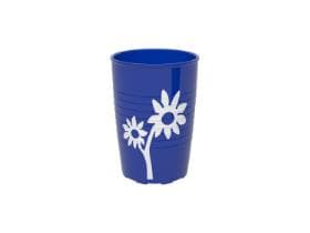 Bicchiere con trucco antiscivolo fiore, Materiale: SAN, 250 ml, blu/bianco