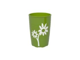 Bicchiere con trucco antiscivolo a fiore, Materiale: SAN, 250 ml, verde/bianco