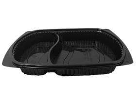 Scodella per menu 2 pezzi, in PP nero, 260 x 185 x 40 mm, 320 / 645 ml