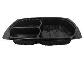 Menuschale 3-teilig, aus PP schwarz, 260 x 185 x 40 mm, 230 / 230 / 470 ml