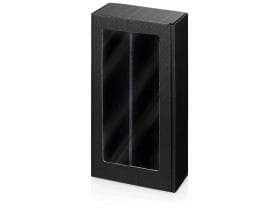 Scatola regalo con finestra per due bottiglie, nera, 380 x 180 x 90 mm