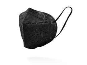 Masque de protection respiratoire FFP2, noir, en non-tissé de PP, avec boucles d'oreilles (sans latex)