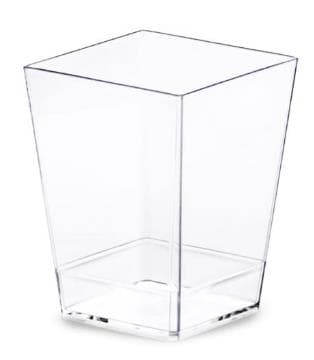 Contenitore cubico, in plastica (PS) trasparente, 60 ml, 40 x 40 x 52 mm.