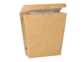 Versatoi per patatine fritte in cartone kraft marrone (esterno), interno bianco, 1,2 litri.