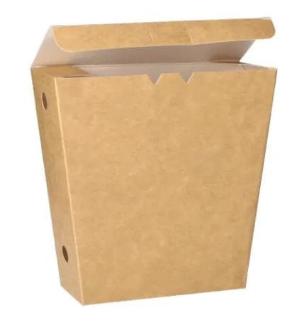 Versatoi per patatine fritte in cartone kraft marrone (esterno), interno bianco, 1,2 litri.