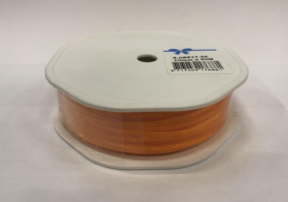 Nastro in organza satinata con bordo 10 mm, 50 metri lineari, arancione