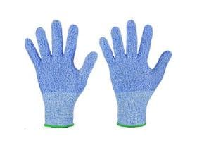 Gants de protection anti-coupures niveau C, tricot fin, sans couture, bleu, taille L.