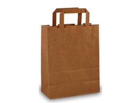 Papiertragetaschen Kraft braun 70 gm2, unbedruckt, 180 x 80 x 220 mm, mit