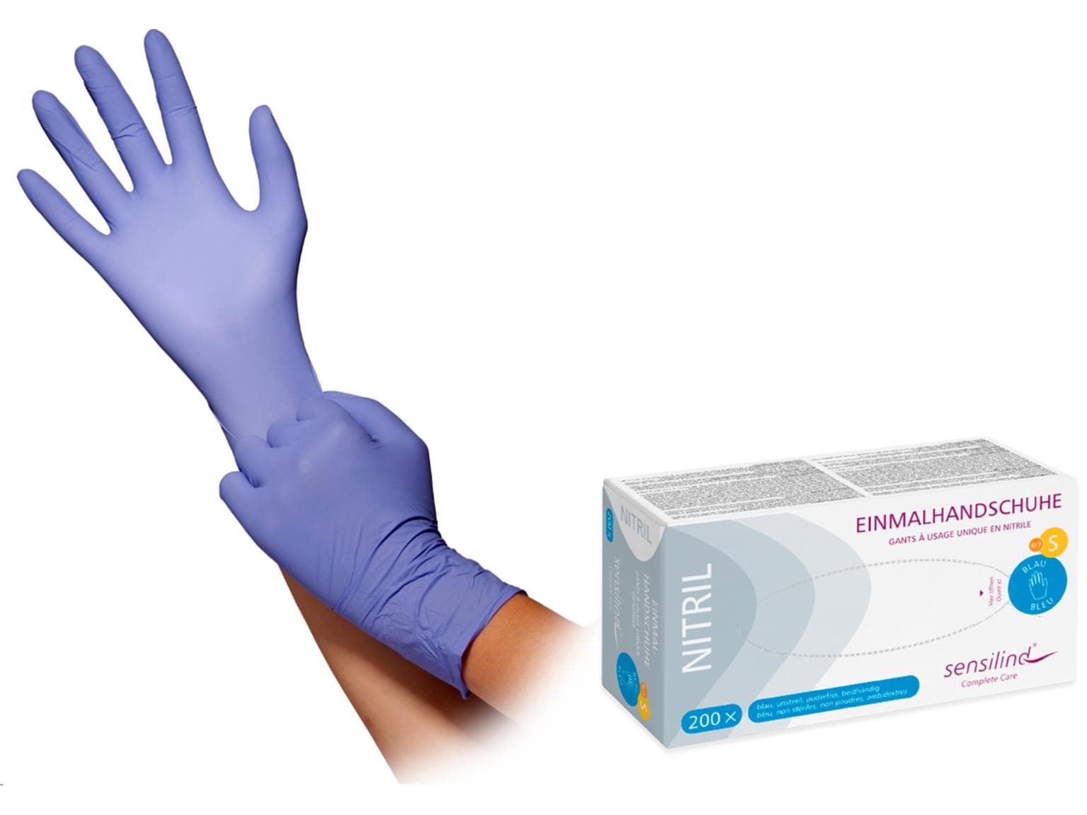 Handschuhe Nitril "Sensilind" Premium Grösse XL, blau/violet, puderfrei