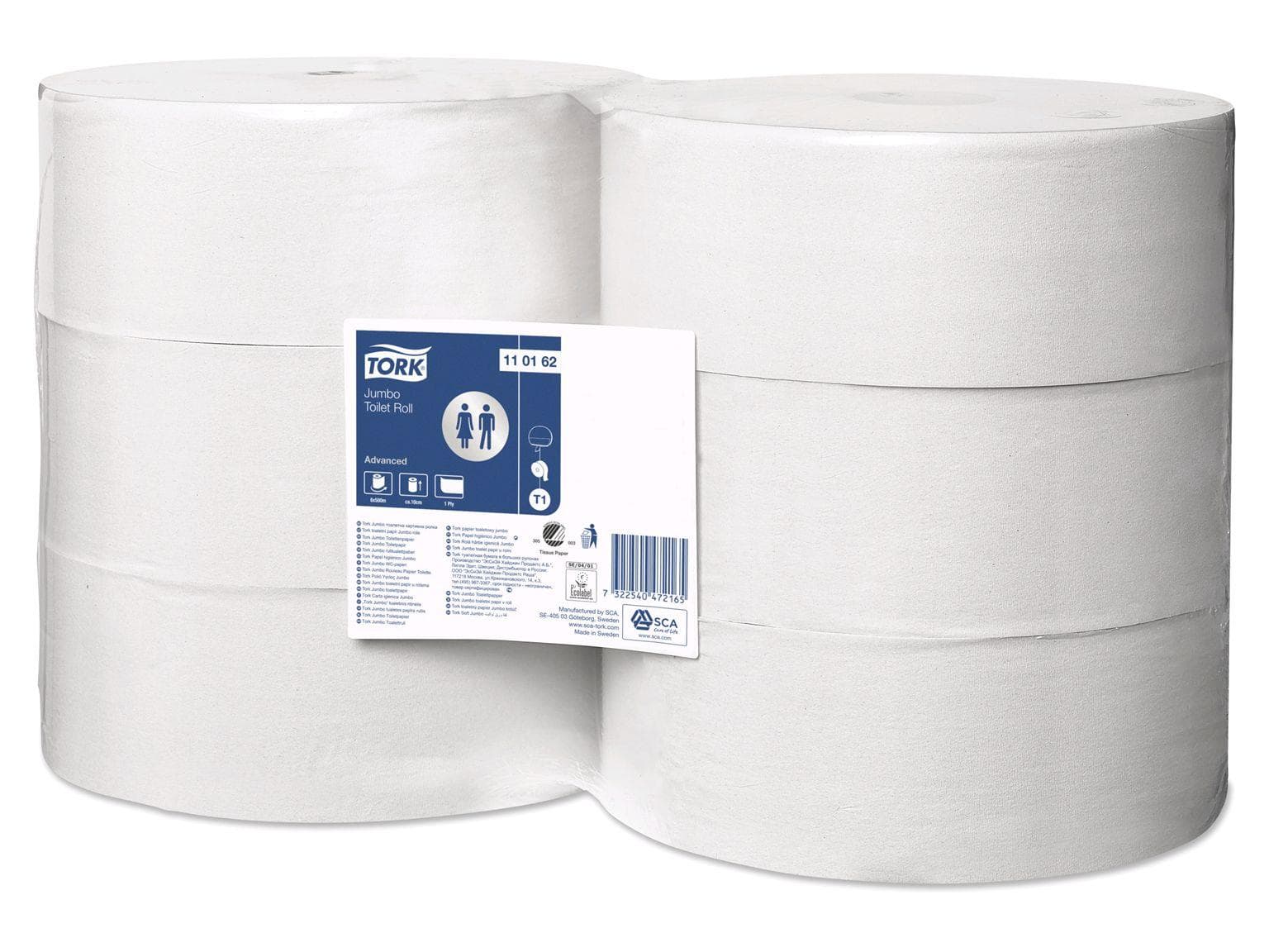 WC-Papier Tork Jumbo T1, perforiert Zellstoff, weiss, 1-lagig, 9.4 x20 cm,