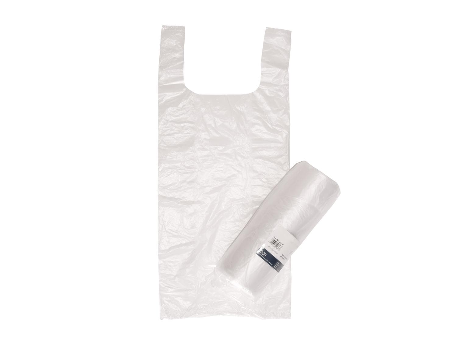 Sacchetti a nodo 220 + 110 x 490 mm trasparenti in HDPE 9 my, su rotolo da 200 pezzi.