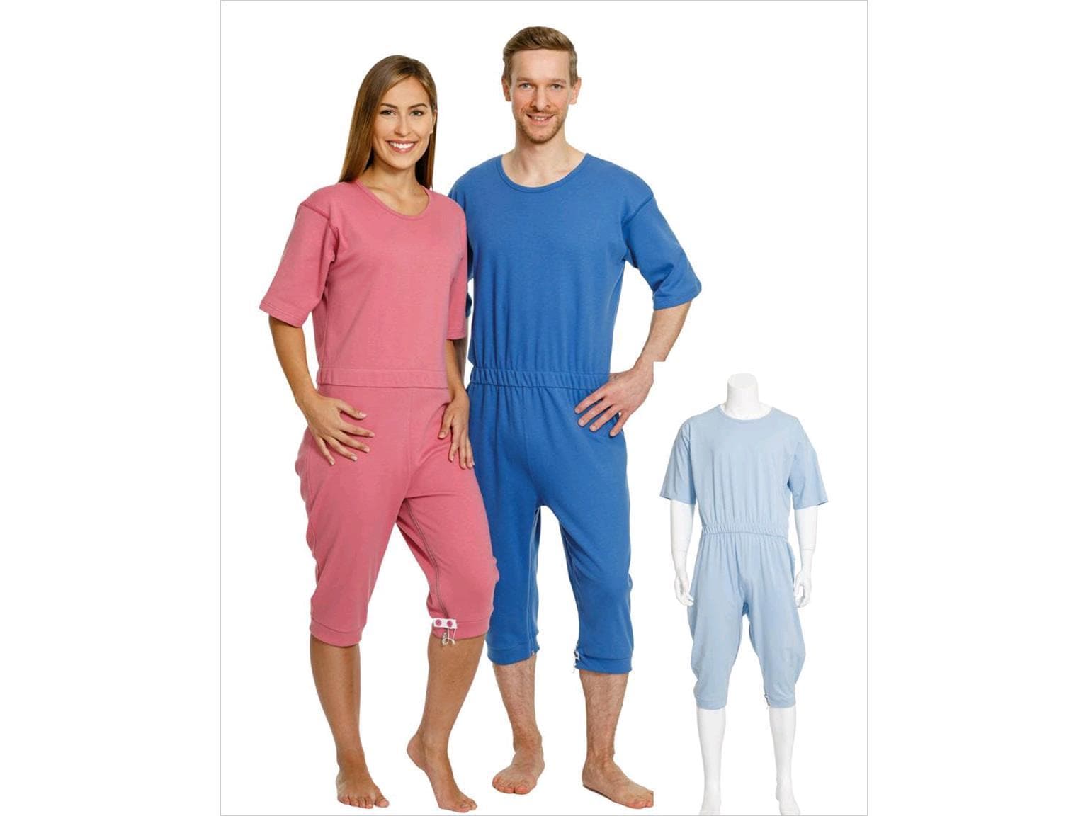 Pflegeoverall mit Bein-Reissverschluss Grösse L, hellblau, waschbar bis zu 60°C