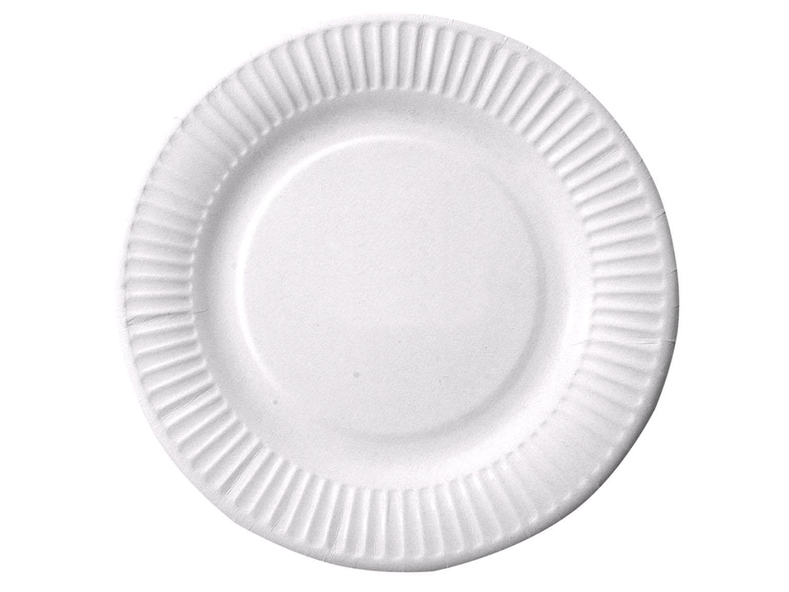 Bio Pappteller rund, ø 23 cm, weiss, unbeschichtet, flach