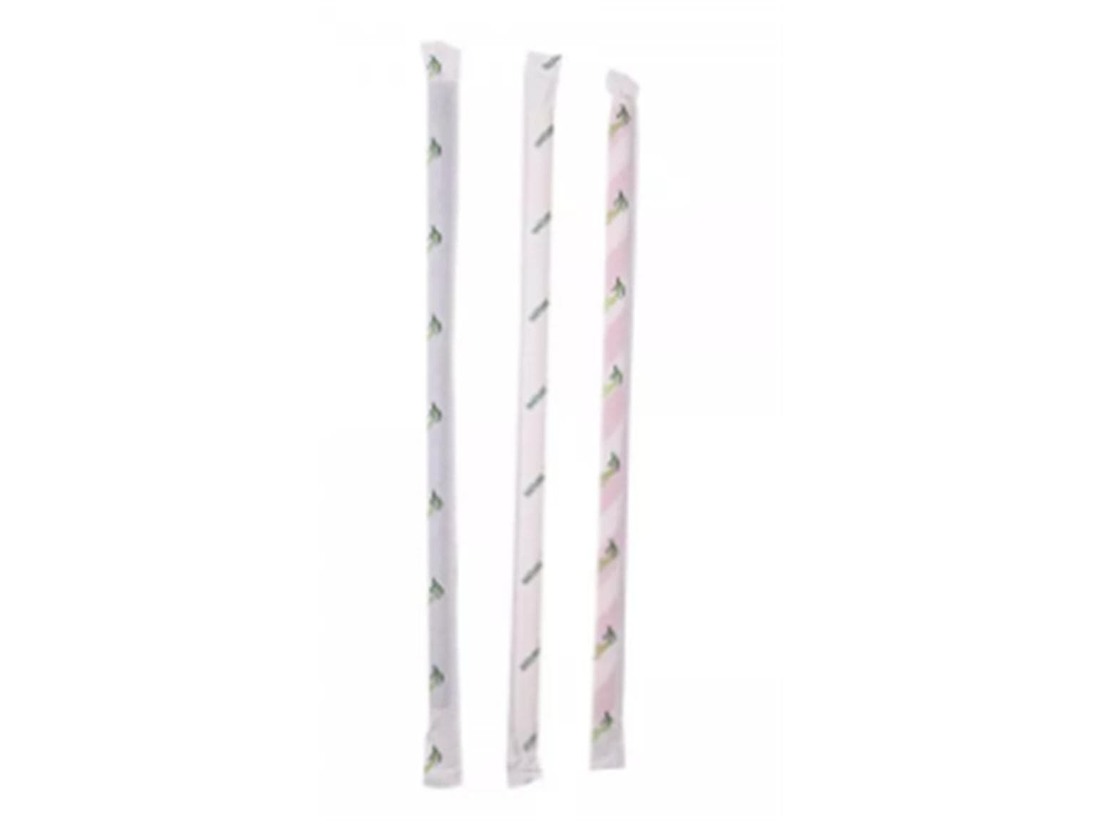 Papiertrinkhalme gerade,ø 6 mm, gehüllt, Länge 197 mm, Farbe weiss
