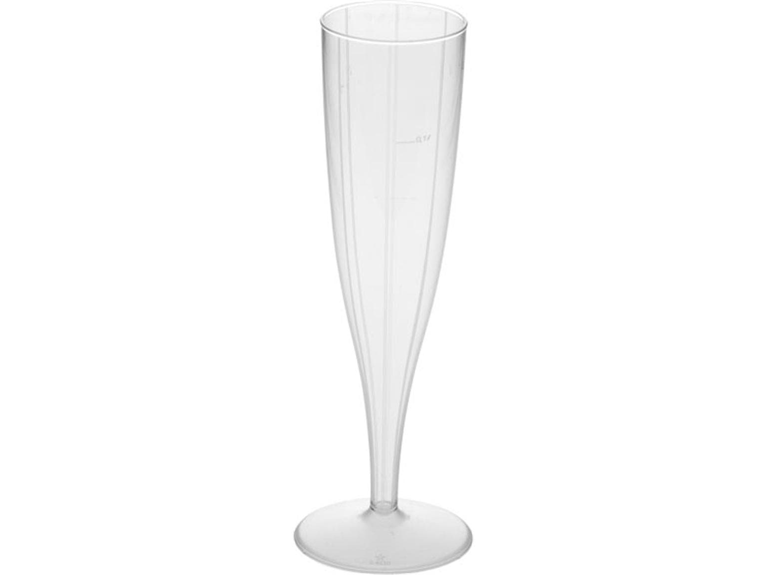 Sektglas einteilig mit Fuss 1 dl, klar Höhe 19.5 cm, ø oben 5 cm, Eichstrich