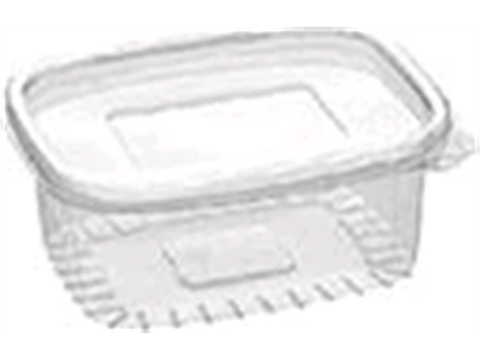 Salatschalen 500 ml eckig, rPET glasklar mit anhängendem Deckel