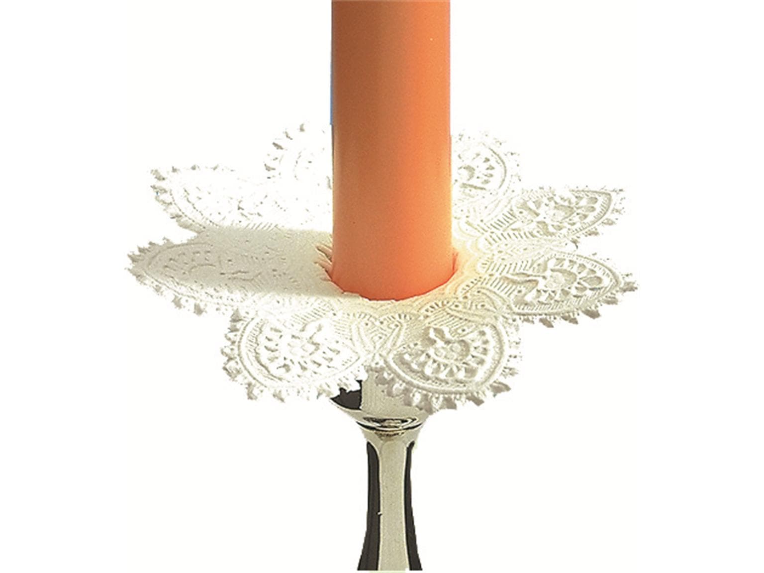 Kerzenmanchetten ø 10 cm, weiss Spitzenpapier