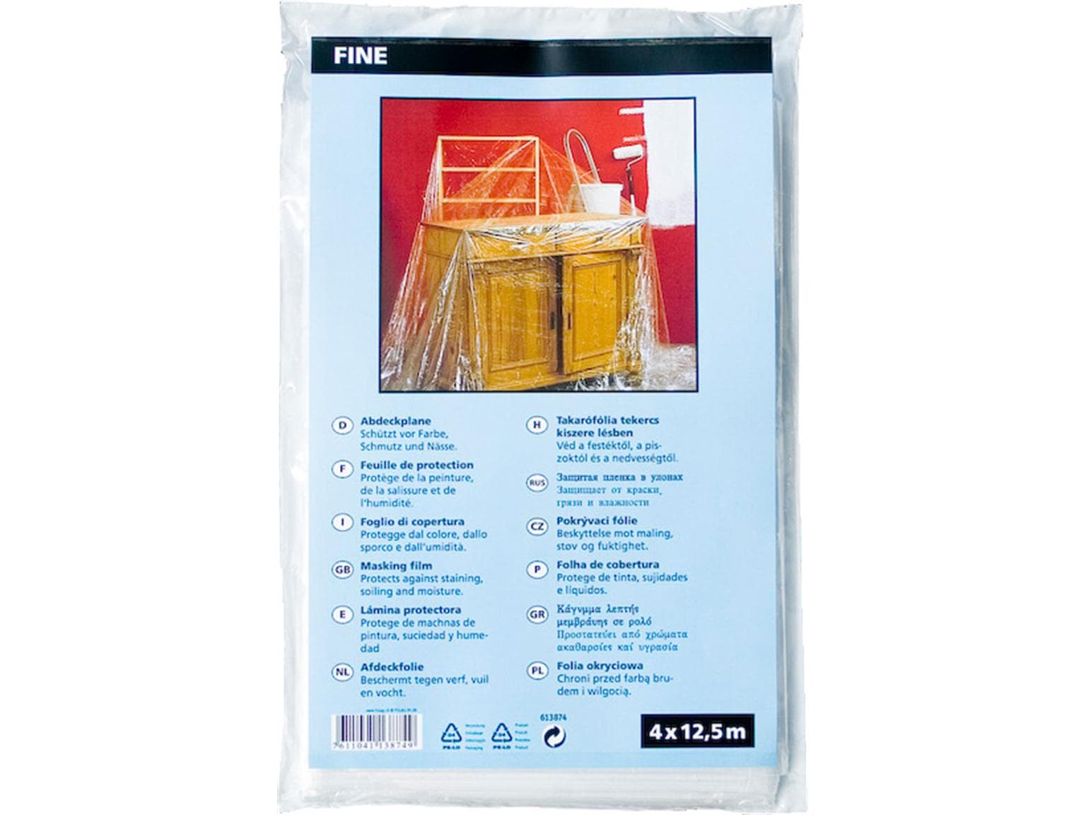 Abdeckplane LDPE fine, 50 my, transparent, 4 x 5 m = 20 m2