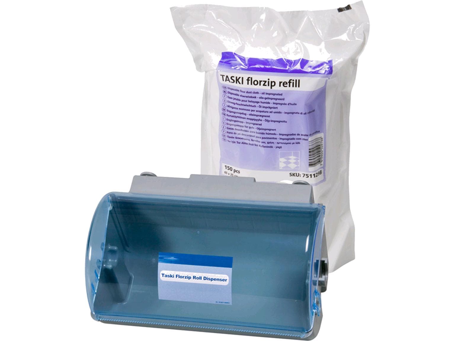 TASKI florzipBox 65, Einweg-Feuchtwisch- tücher (getränkt), Dispenser inkl. 1 Rl.