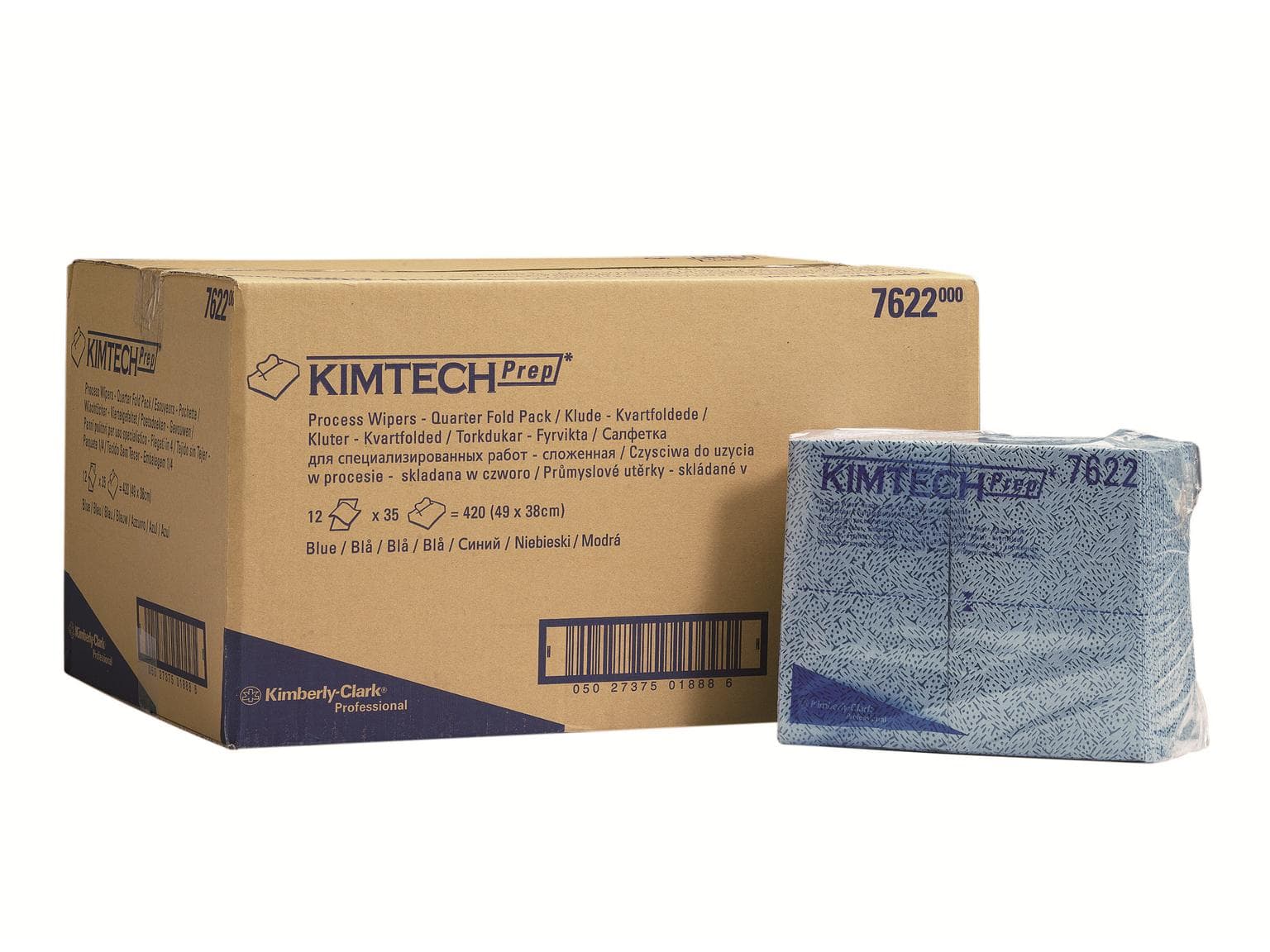 Kimtech Prep Prozesswischtuch 1-lagig 49 x 38 cm, blau, viertelgefaltet